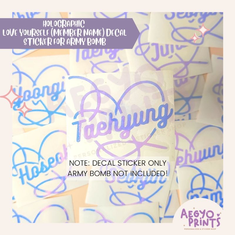 LOVE YOURSELF (MEMBER NAME) - HOLOGRAPHIC fan-made Decal | by aegyoprints