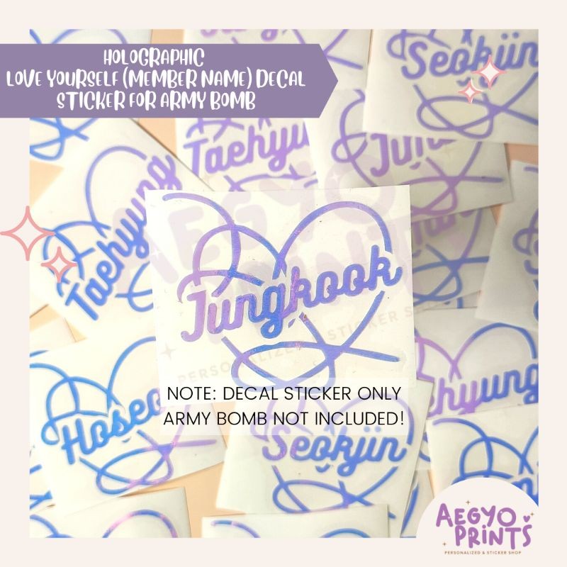 LOVE YOURSELF (MEMBER NAME) - HOLOGRAPHIC fan-made Decal | by aegyoprints