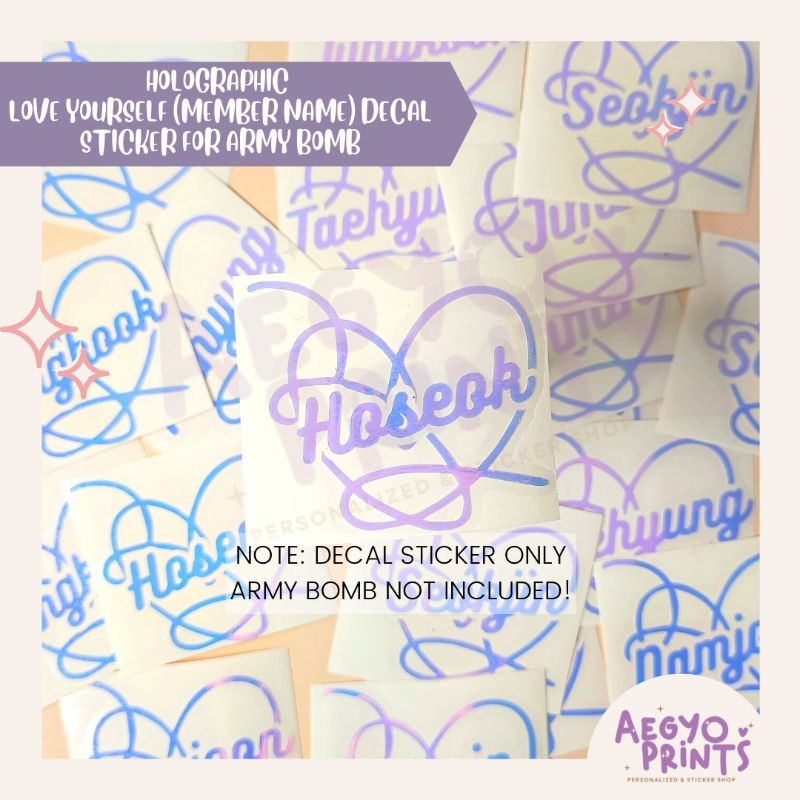 LOVE YOURSELF (MEMBER NAME) - HOLOGRAPHIC fan-made Decal | by aegyoprints