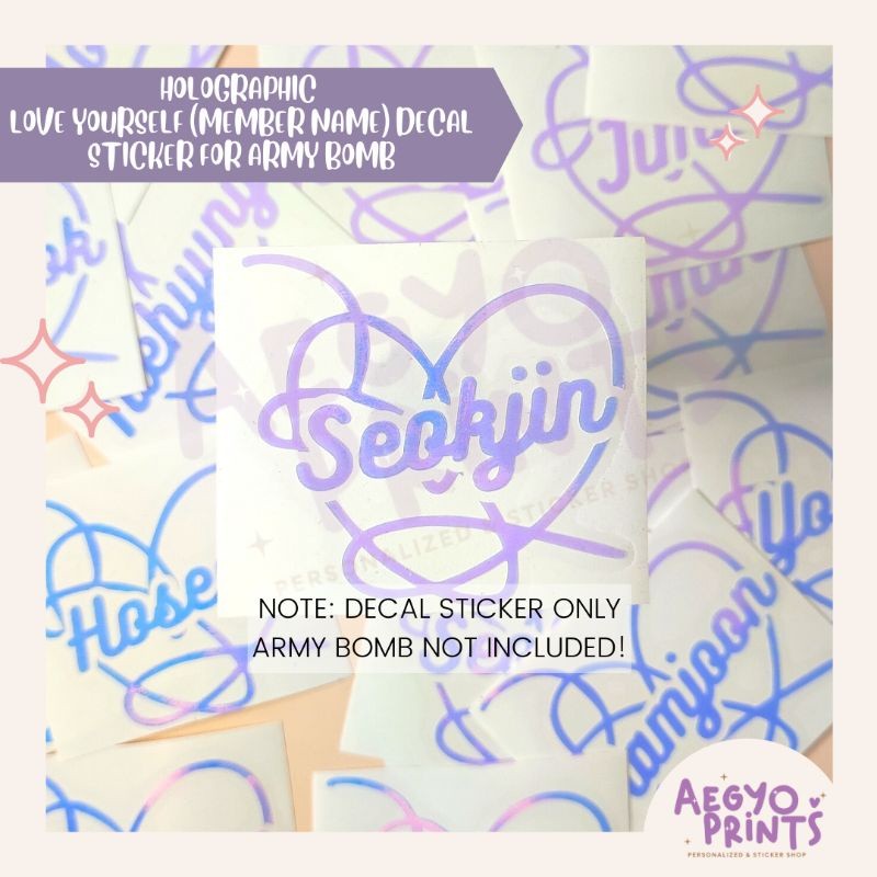 LOVE YOURSELF (MEMBER NAME) - HOLOGRAPHIC fan-made Decal | by aegyoprints