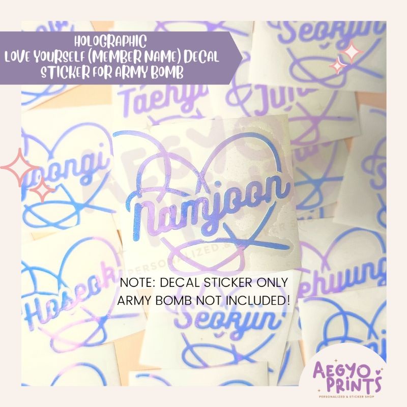 LOVE YOURSELF (MEMBER NAME) - HOLOGRAPHIC fan-made Decal | by aegyoprints
