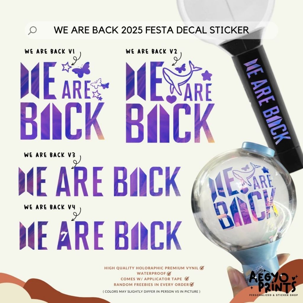WE ARE BACK - BTS 2025 FESTA DECAL STICKER | Aegyoprints