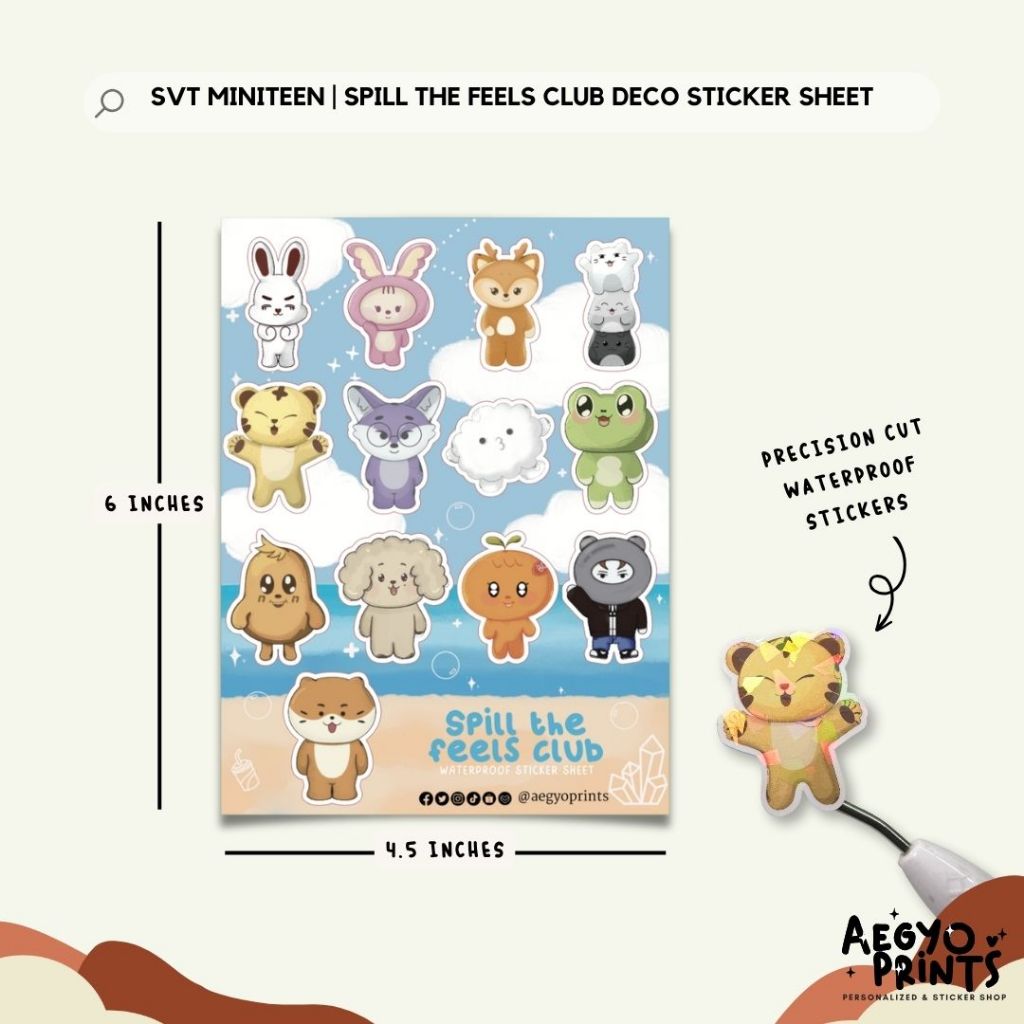 SEVENTEEN MINITEEN | Spill the feels Club Deco Sticker Sheet | Fan-made by Aegyo Prints