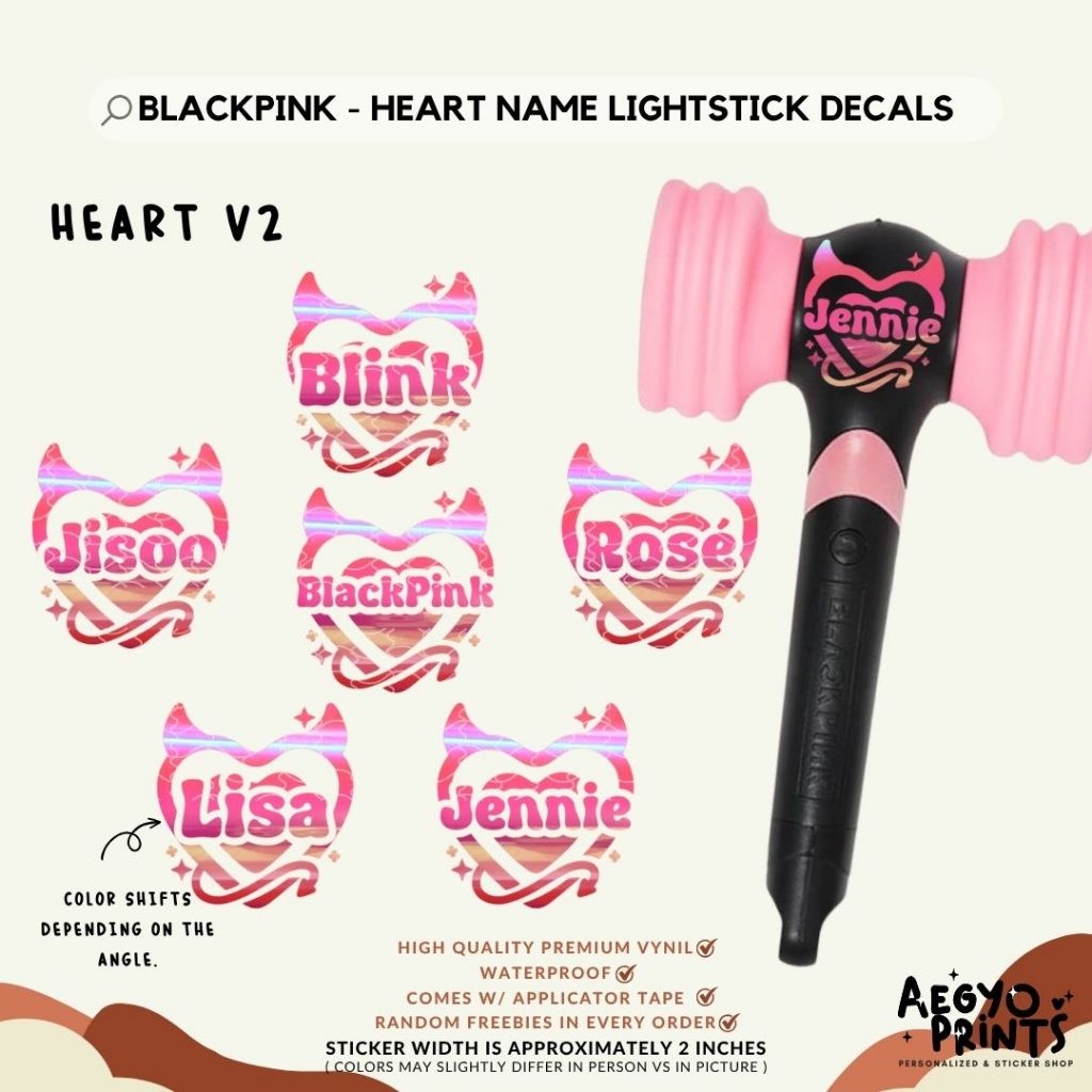 BLACKPINK HEART NAME - FANMADE LIGHTSTICK DECAL | by aegyoprints