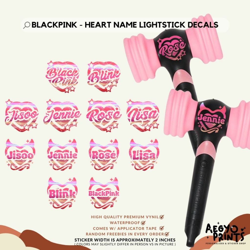 BLACKPINK HEART NAME - FANMADE LIGHTSTICK DECAL | by aegyoprints
