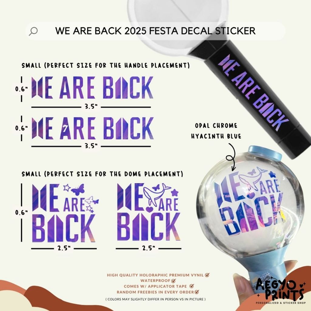 WE ARE BACK - BTS 2025 FESTA DECAL STICKER | Aegyoprints