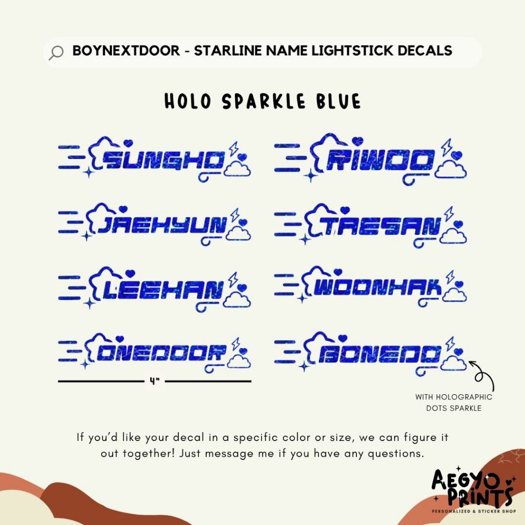BOYNEXTDOOR - STARLINE NAME BND BONEDO LIGHTSTICK DECALS | by Aegyoprints