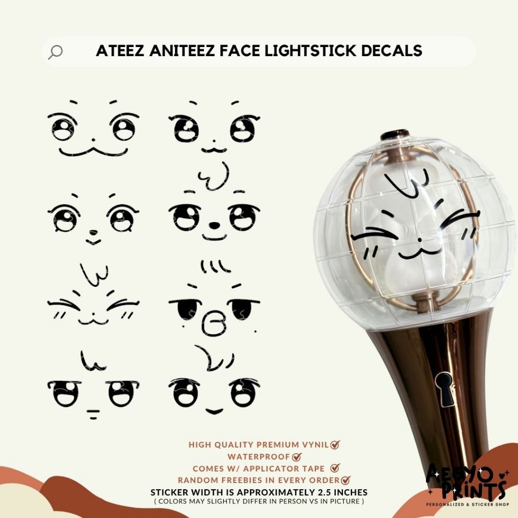 ATEEZ ANITEEZ FACE LIGHTSTICK DECAL STICKER by Aegyoprints