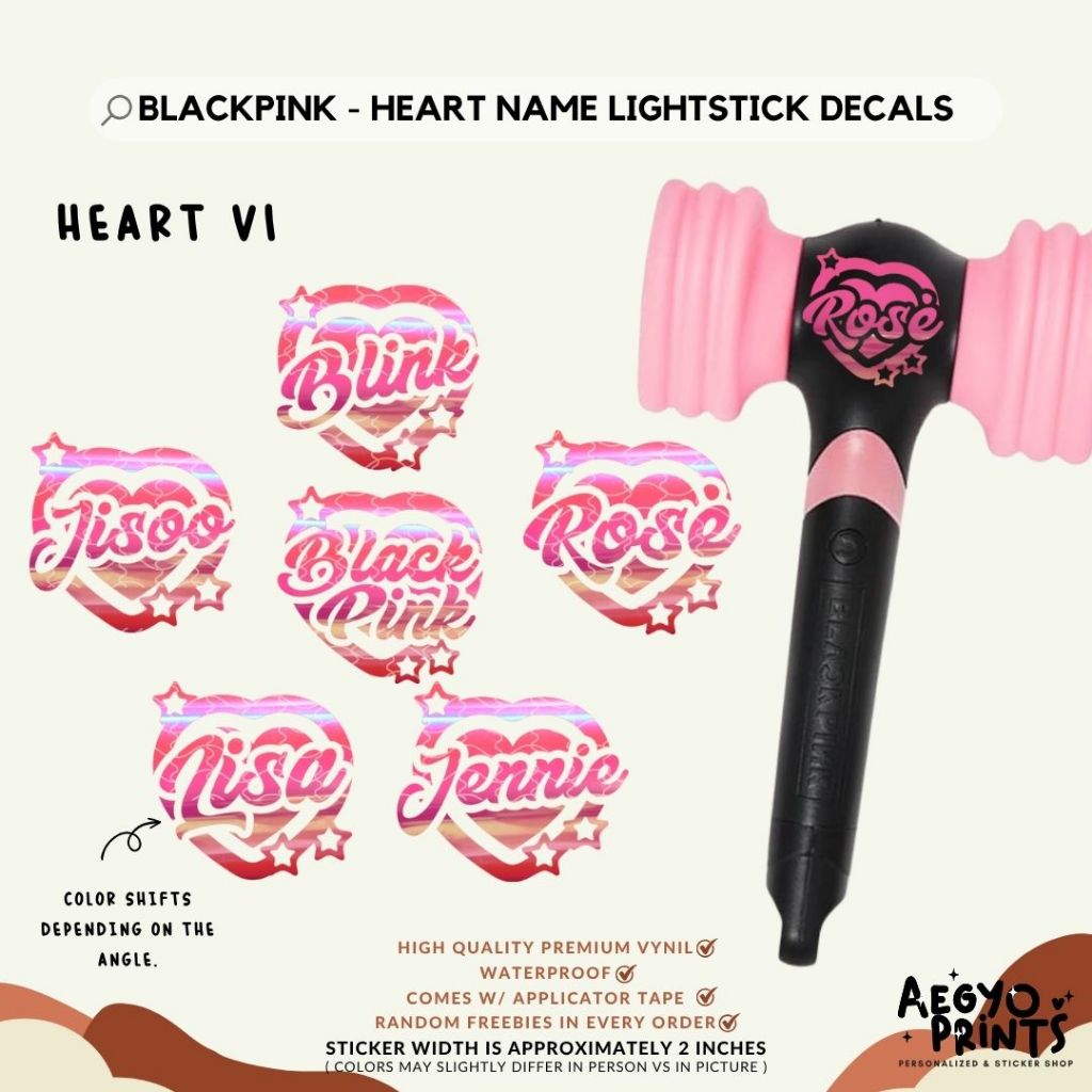 BLACKPINK HEART NAME - FANMADE LIGHTSTICK DECAL | by aegyoprints