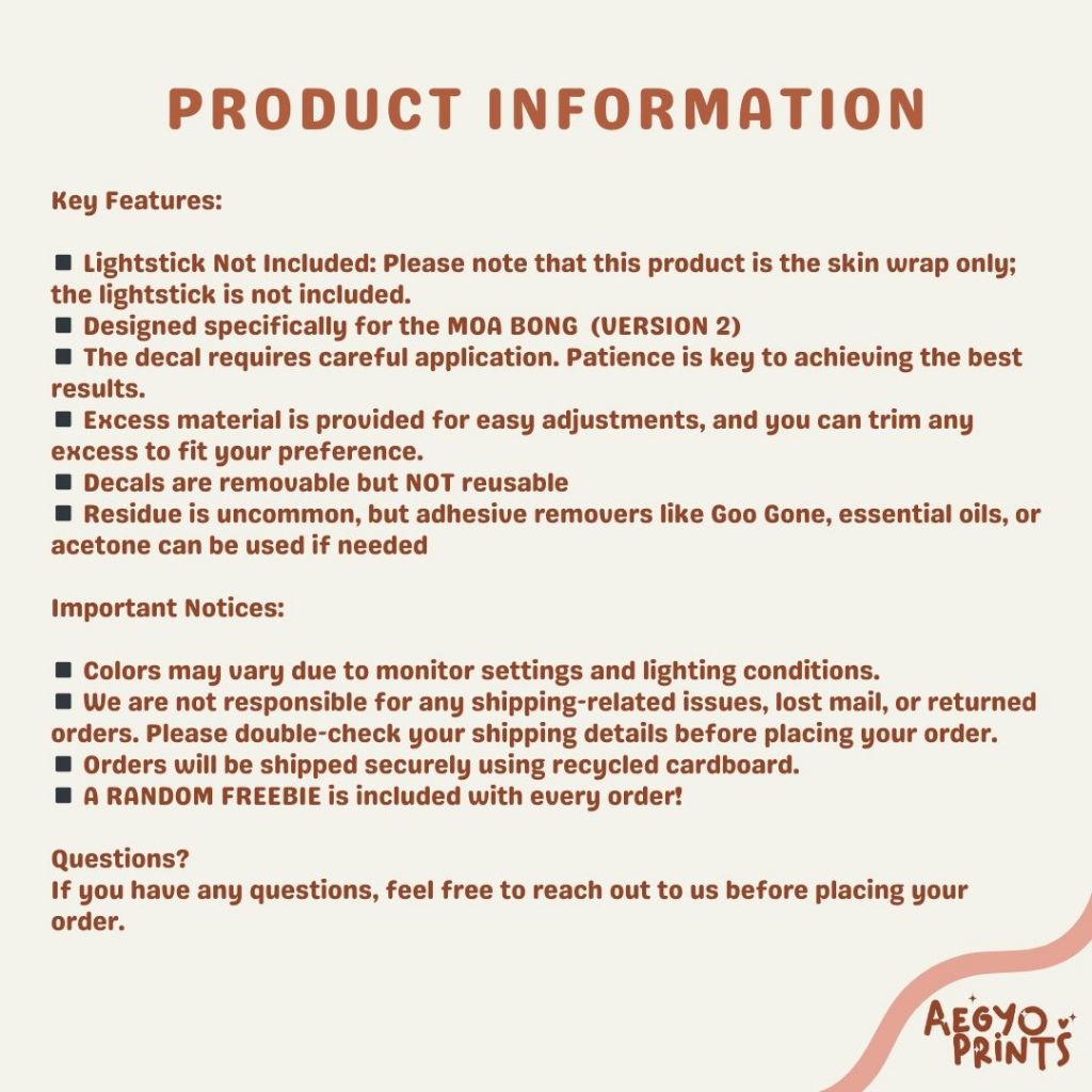 MOABONGV2 - GLOSSY SERIES SKIN WRAP FOR TxT LIGHTSTICK FAN-MADE decal stickers | Aegyoprints