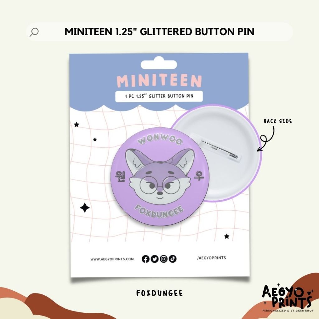MINITEEN | Seventeen Fan-made Glitter Button Pins by Aegyoprints