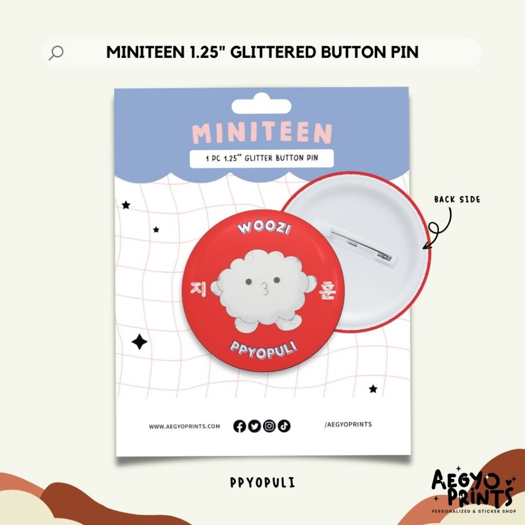 MINITEEN | Seventeen Fan-made Glitter Button Pins by Aegyoprints