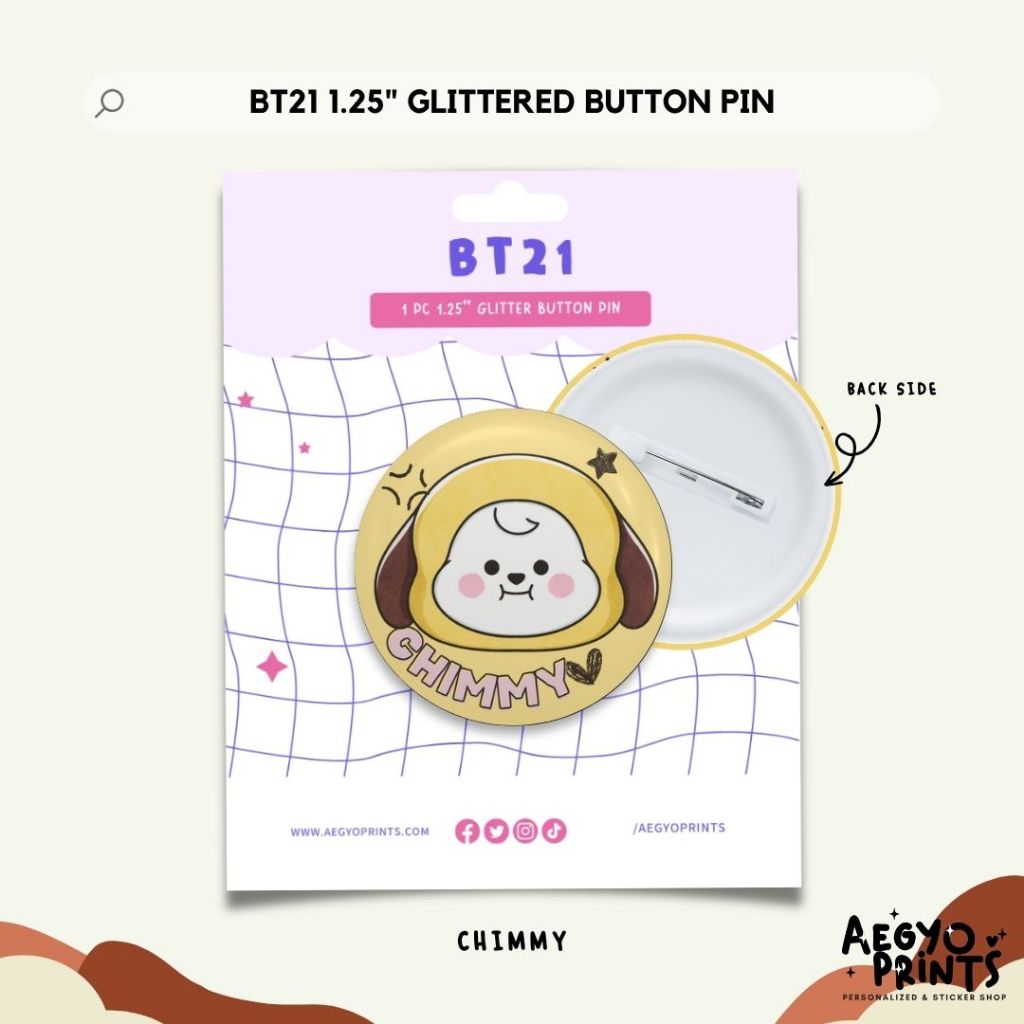 BT21 | BTS Fan-made Glitter Button Pins by Aegyoprints