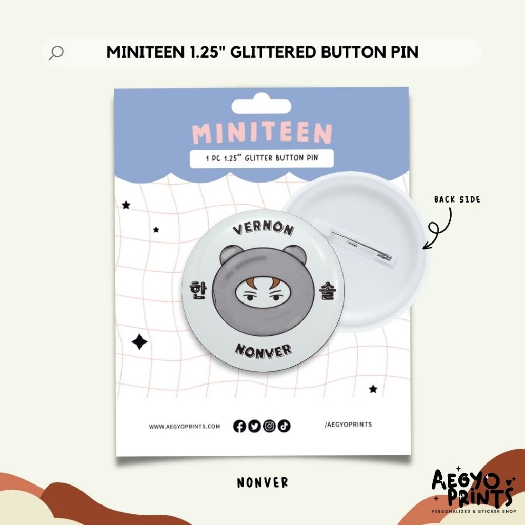 MINITEEN | Seventeen Fan-made Glitter Button Pins by Aegyoprints