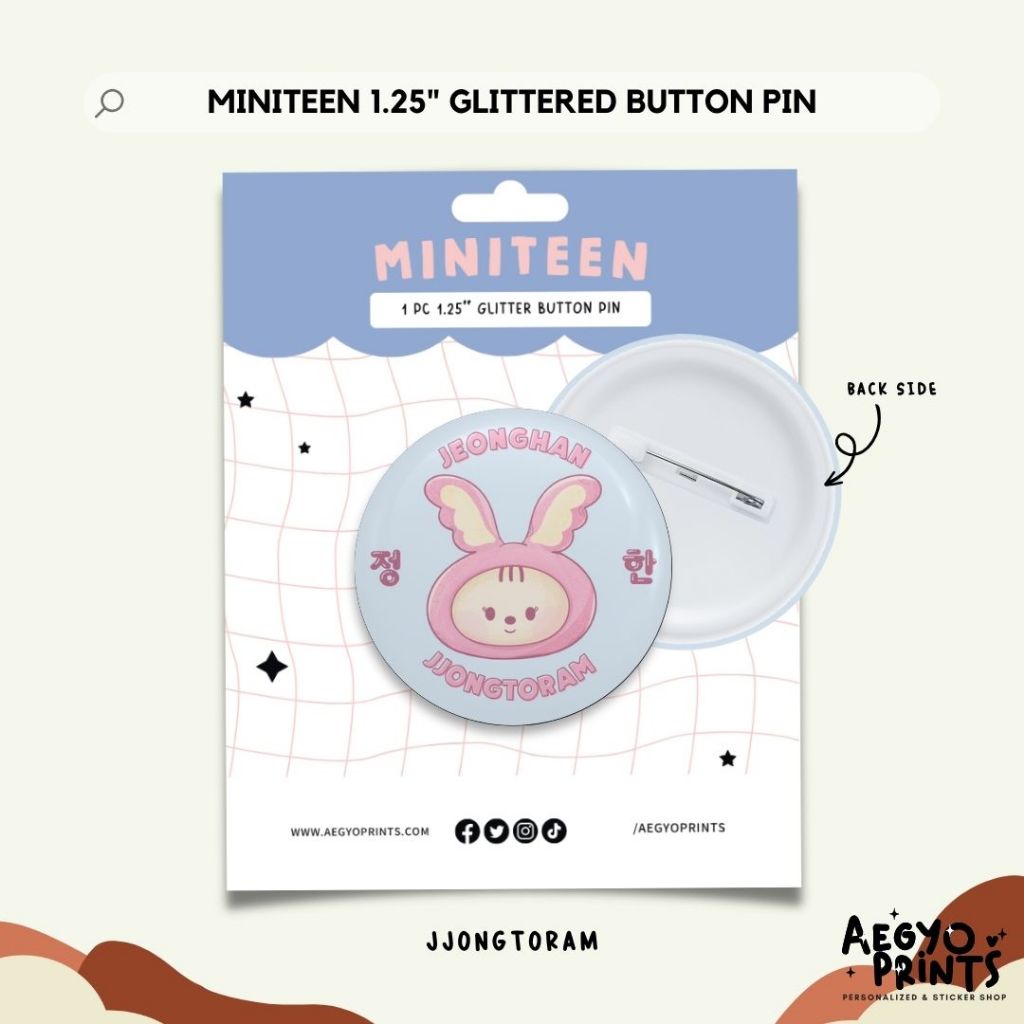 MINITEEN | Seventeen Fan-made Glitter Button Pins by Aegyoprints