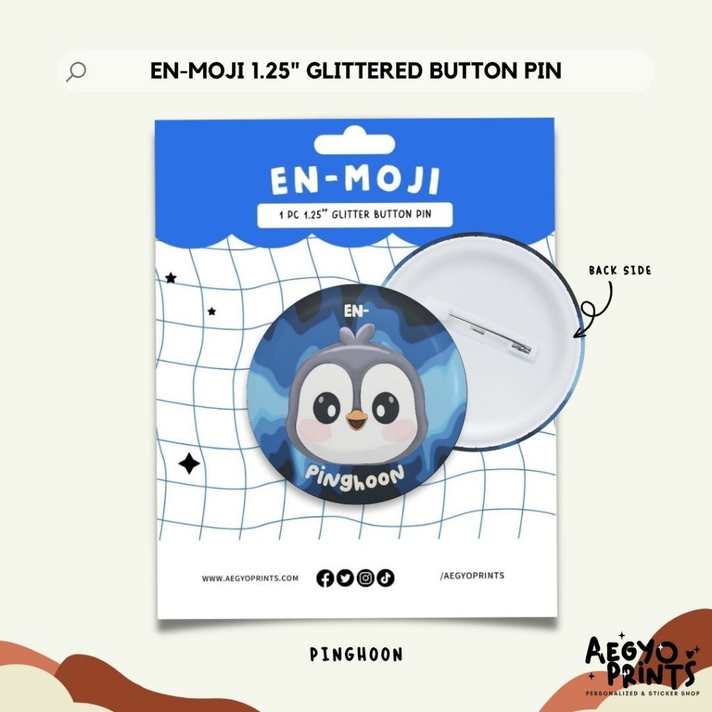 EN-MOJI | Enhypen Fan-made Glitter Button Pins by Aegyoprints