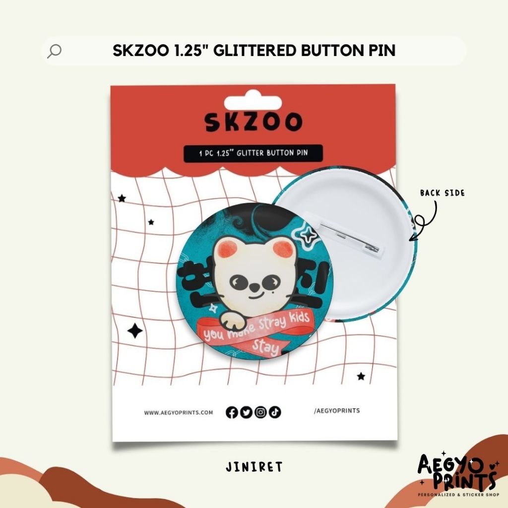 SKZOO | Stray Kids Fan-made Glitter Button Pins by Aegyoprints