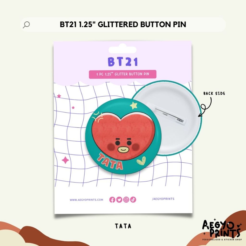 BT21 | BTS Fan-made Glitter Button Pins by Aegyoprints
