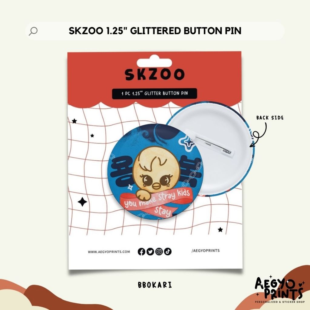 SKZOO | Stray Kids Fan-made Glitter Button Pins by Aegyoprints