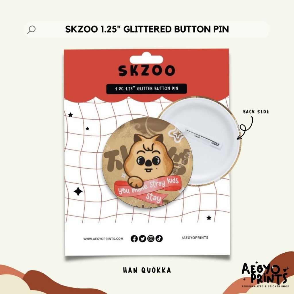 SKZOO | Stray Kids Fan-made Glitter Button Pins by Aegyoprints