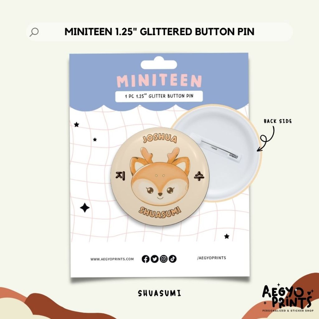 MINITEEN | Seventeen Fan-made Glitter Button Pins by Aegyoprints