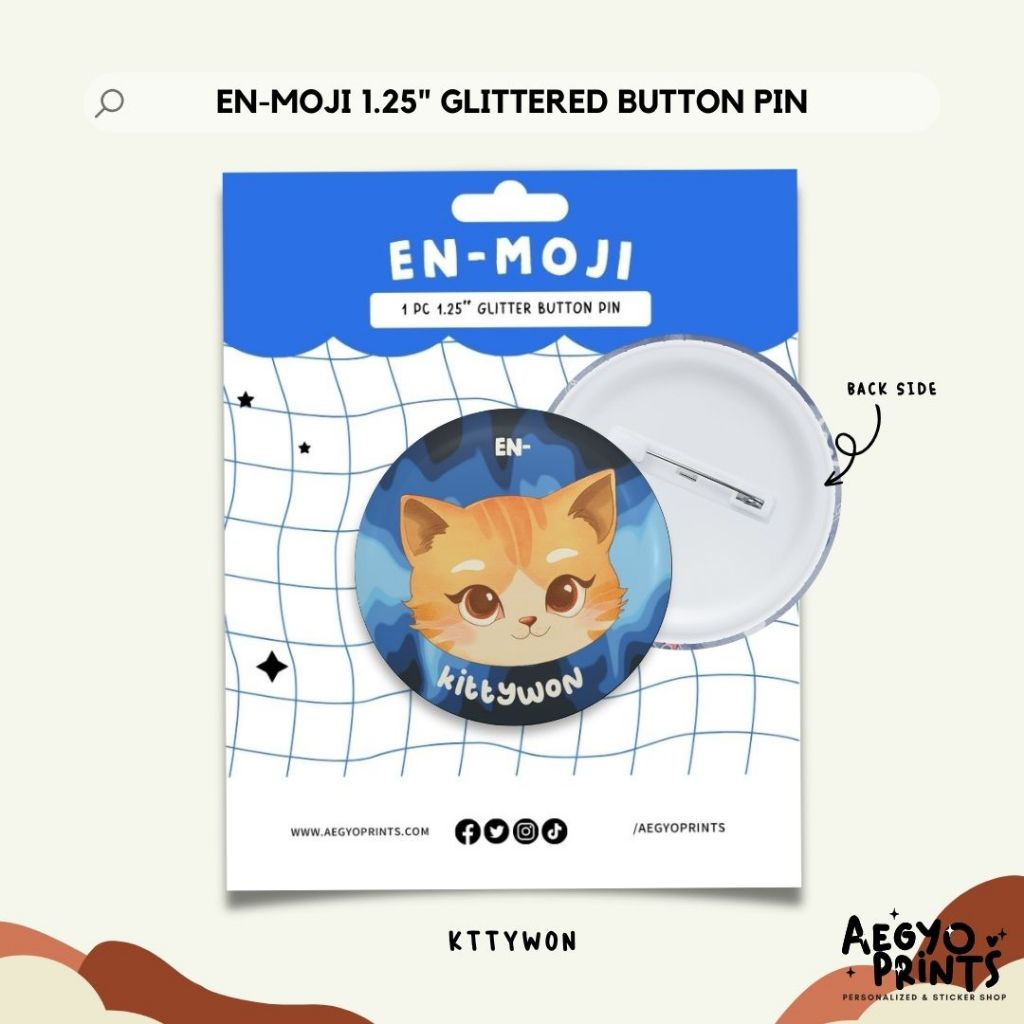 EN-MOJI | Enhypen Fan-made Glitter Button Pins by Aegyoprints