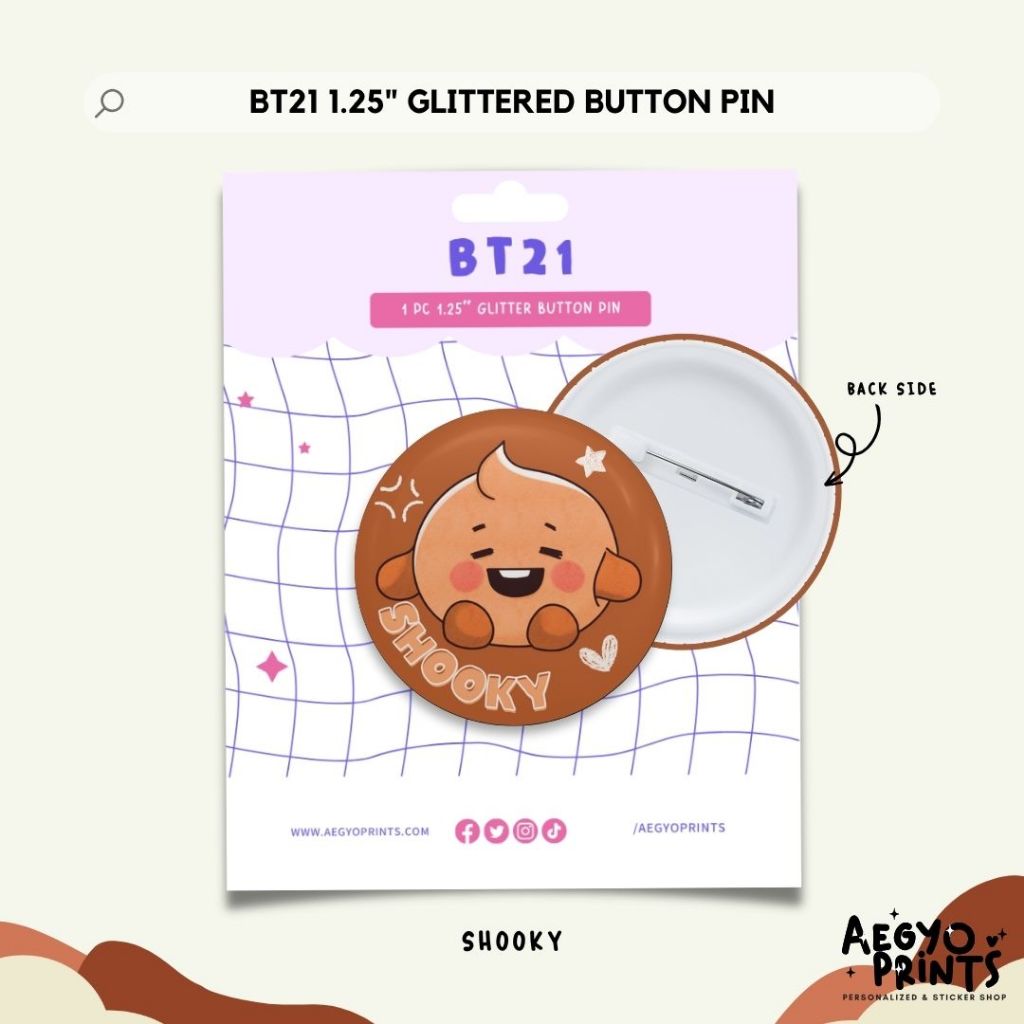 BT21 | BTS Fan-made Glitter Button Pins by Aegyoprints