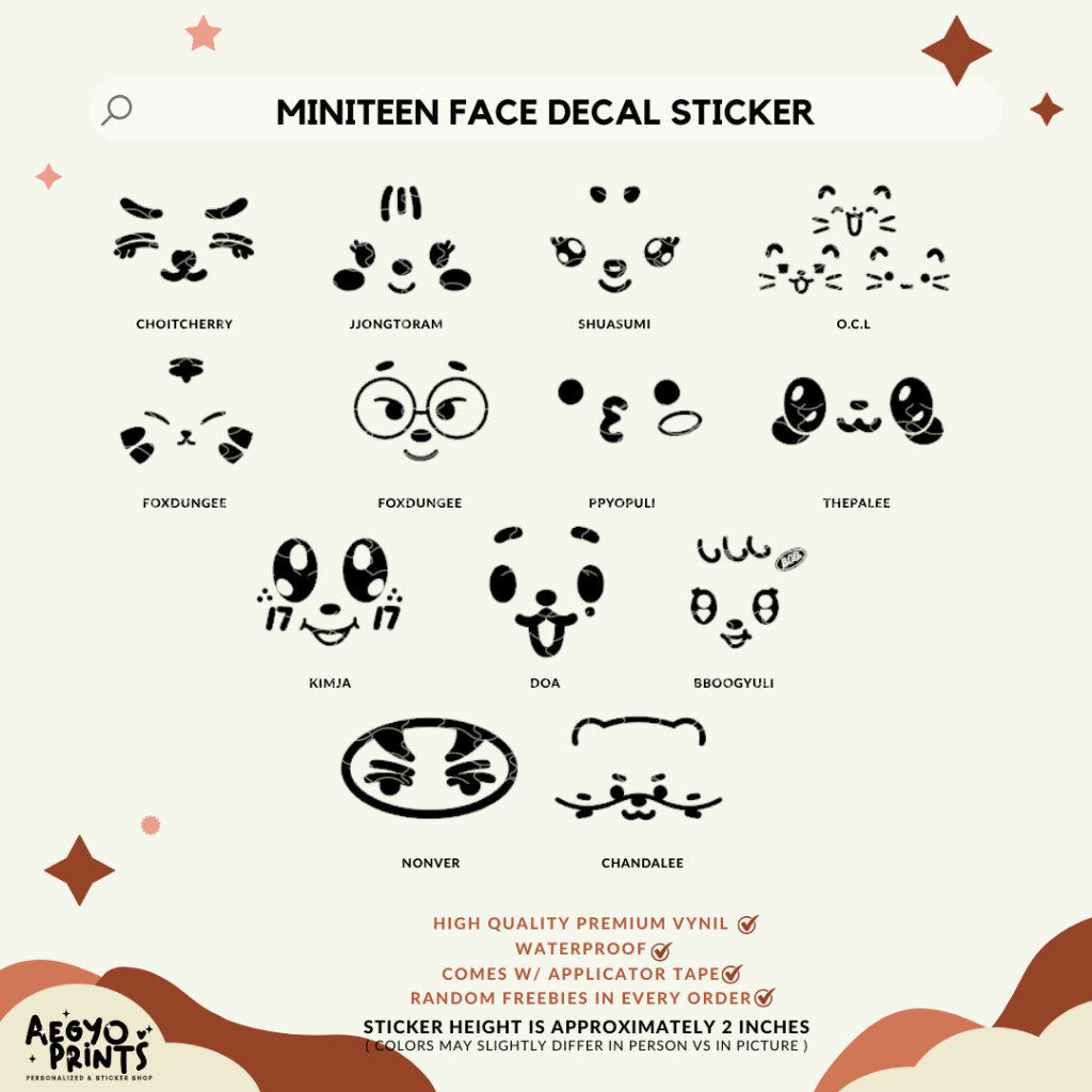 Seventeen Mini-Teen Face Lightstick Decal Stickers by Aegyoprints