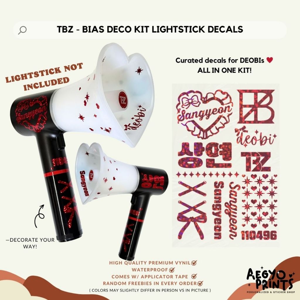The Boyz - BIAS DECO KIT LIGHTSTICK DECALS FOR DEOBI BONG FAN-MADE BY AEGYOPRINTS