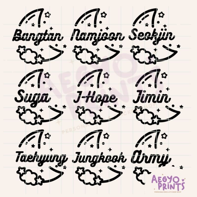 BANGTAN BIAS NAME - HOLOGRAPHIC MOON FAN-MADE DECAL STICKER| by Aegyoprints