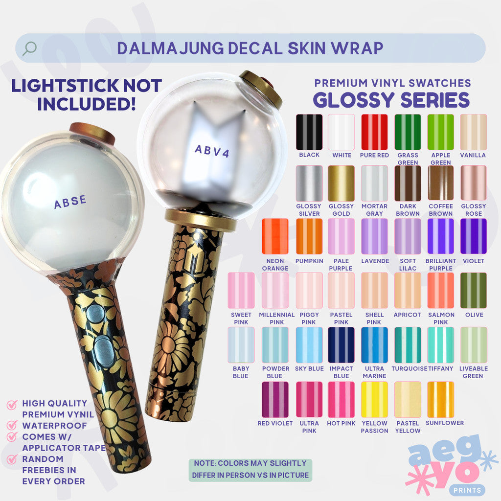 GLOSSY | Dalmajung Decal Army Bomb Skin Wrap for ABSE & ABV4 Suga DDay Mic Inspired by Aegyoprints