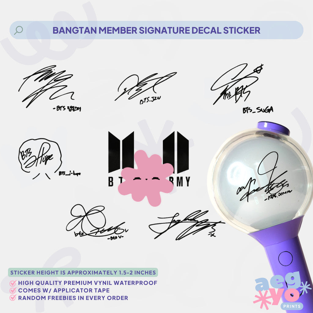 BANGTAN MEMBER SIGNATURE - FAN-MADE DECAL STICKER by Aegyoprints