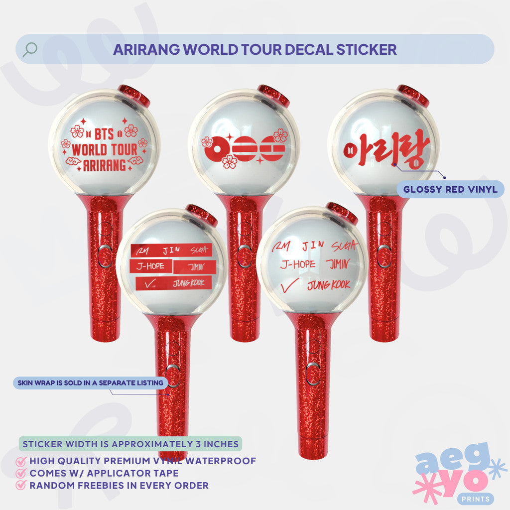 ARIRANG WORLD TOUR FAN-MADE DECAL STICKERS by Aegyo Prints