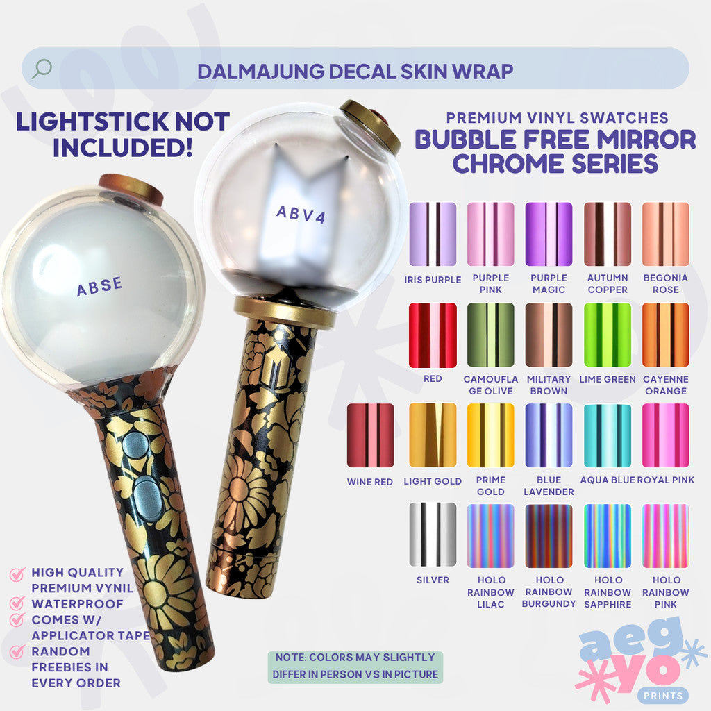 MIRROR CHROME | Dalmajung Decal Army Bomb Skin Wrap for ABSE & ABV4 Suga DDay Mic Inspired