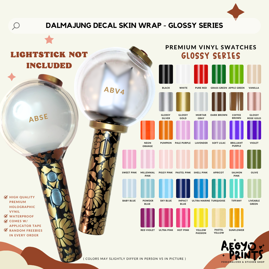 GLOSSY | Dalmajung Decal Army Bomb Skin Wrap for ABSE & ABV4 Suga DDay Mic Inspired by Aegyoprints