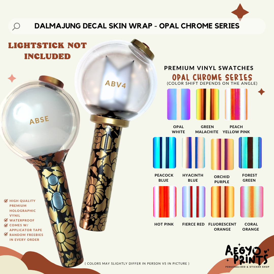 OPAL CHROME | Dalmajung Decal Army Bomb Skin Wrap for ABSE Suga DDay Mic Inspired by Aegyoprints