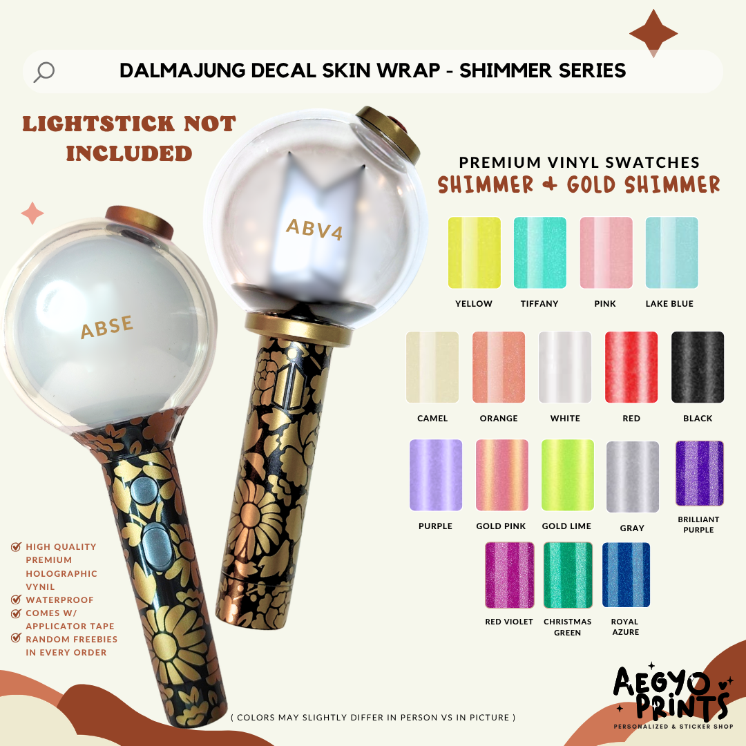 SHIMMER | Dalmajung Decal Army Bomb Skin Wrap for ABSE & ABV4 Suga DDay Mic Inspired by Aegyoprints