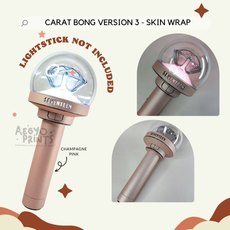 CARAT BONG V3 - GLITTERED SKIN WRAP FOR SEVENTEEN LIGHTSTICK CBV3 | Aegyoprints