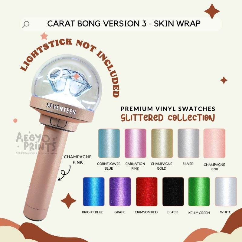 CARAT BONG V3 - GLITTERED SKIN WRAP FOR SEVENTEEN LIGHTSTICK CBV3 | Aegyoprints