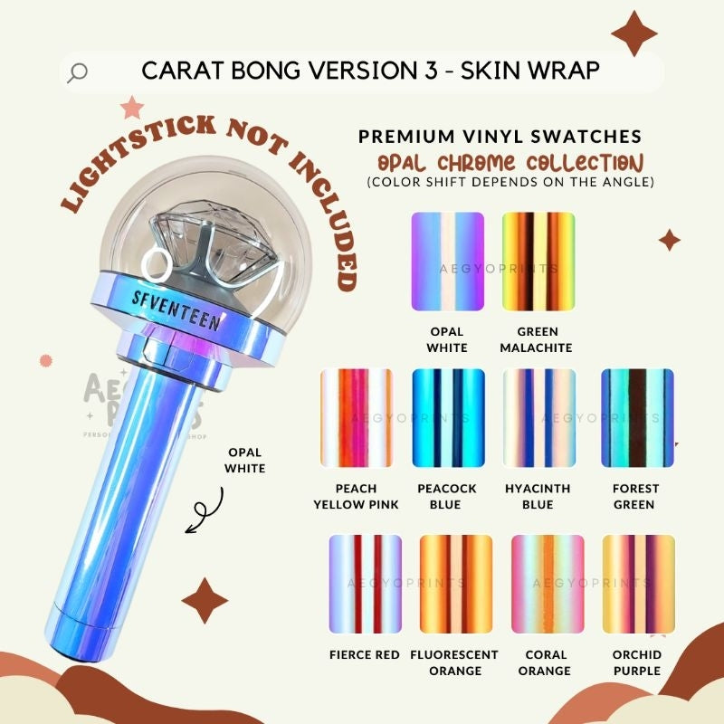 CARAT BONG V3 - OPAL SKIN WRAP STICKER FOR SEVENTEEN LIGHTSTICK CBV3 | Aegyoprints