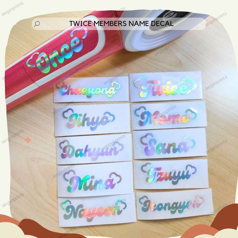 TWICE LOVELY BIAS NAME HOLOGRAPHIC DECAL STICKER | AEGYOPRINTS