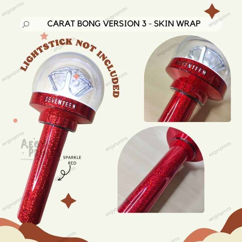 CARAT BONG V3 - HOLO SPARKLE SKIN WRAP FOR SEVENTEEN LIGHTSTICK CBV3 | Aegyoprints