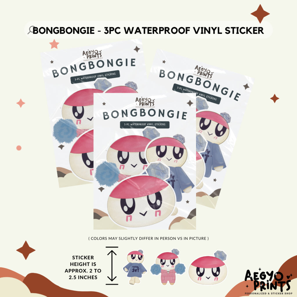 BONGBONGIE - 3PC WATERPROOF VINYL STICKER | Aegyoprints