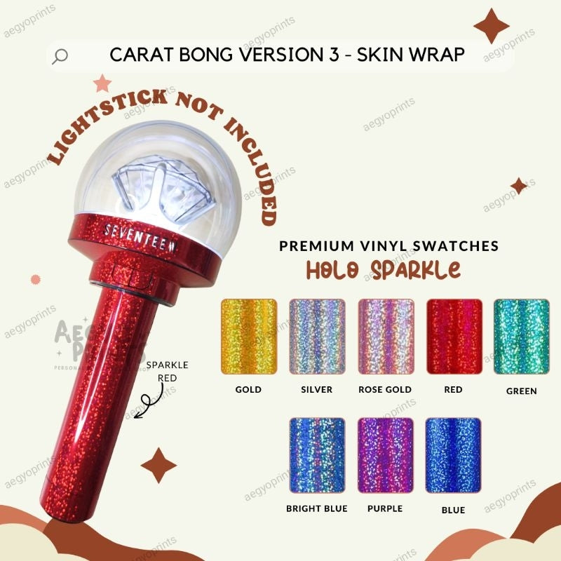 CARAT BONG V3 - HOLO SPARKLE SKIN WRAP FOR SEVENTEEN LIGHTSTICK CBV3 | Aegyoprints