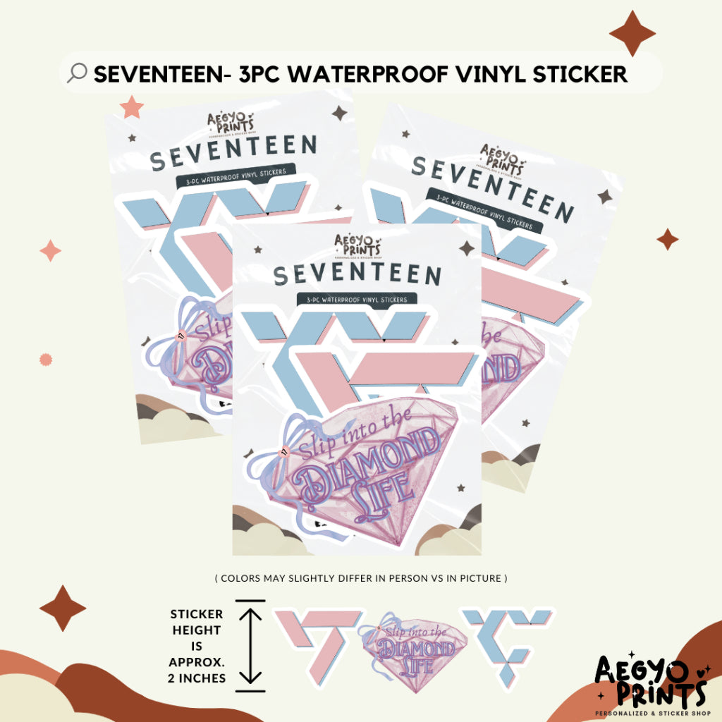 SEVENTEEN- 3PC WATERPROOF VINYL STICKER | Aegyoprints