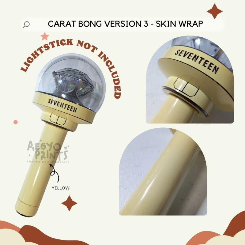 CARAT BONG V3 -  GLOSSY SKIN WRAP FOR SEVENTEEN LIGHTSTICK CBV3 | AegyoPrints