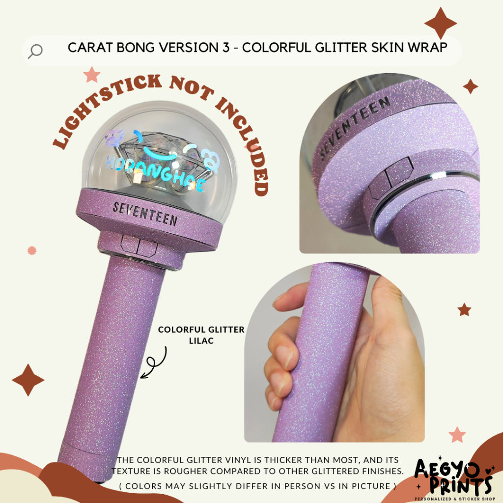 CARAT BONG V3 - COLORFUL GLITTER SKIN WRAP FOR SEVENTEEN LIGHTSTICK CBV3