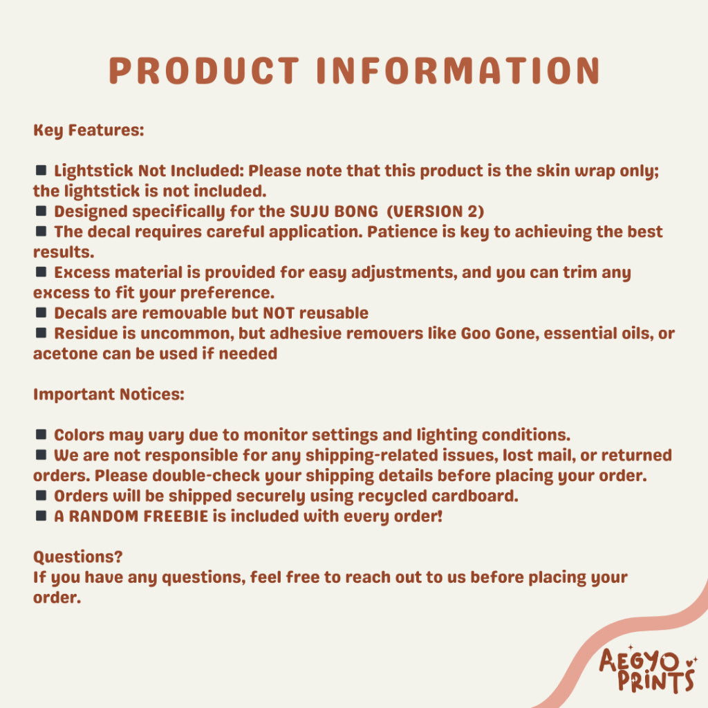 SUJU BONG V2 - HOLO SPARKLE SKIN WRAP FOR SUPER JUNIOR LIGHTSTICK FAN-MADE stickers | Aegyoprints