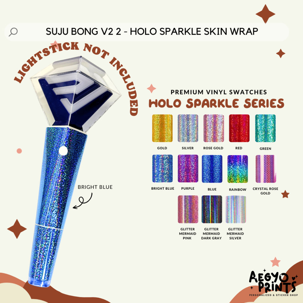 SUJU BONG V2 - HOLO SPARKLE SKIN WRAP FOR SUPER JUNIOR LIGHTSTICK FAN-MADE stickers | Aegyoprints