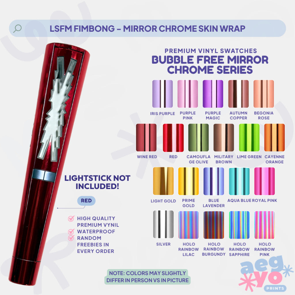LSFM FIMBONG - MIRROR CHROME SERIES Fan-made Lightstick Skin Wrap | Aegyoprints